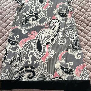 Liz Claiborne Paisley Mini Dress in Black, Pink, and Cream